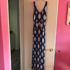 INC International Concepts Blue and White Patterned maxi Dress